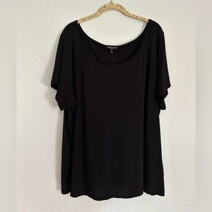 Eileen Fisher 3x Silk Top Tee Blouse Black short sleeve